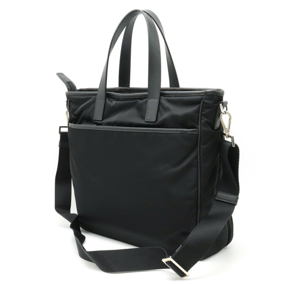 Prada Bag Leather Nero Nylon Tote Black 2WAY - Picture 1 of 9